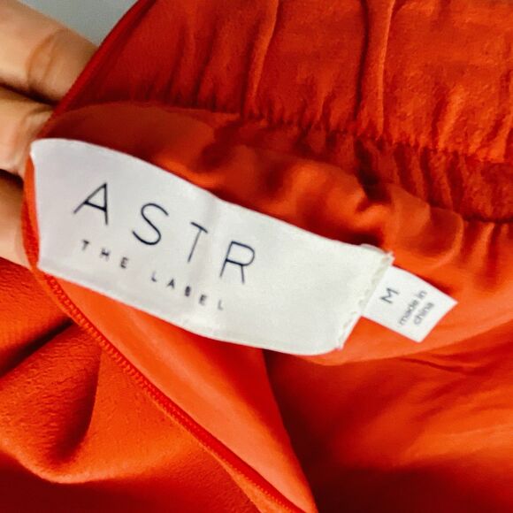 ASTR The Label Wide Leg Crop Trousers Medium Orange Viscose Flat Front Zip Back - Picture 4 of 14